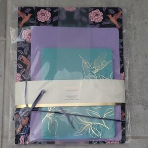 Papyrus Hummingbird and Floral Notebook Set - Purple, Teal, and Gold
